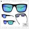 thumbnail image 2 of Polarized Mens Rectangle Plastic Sport Horn Rim Sunglasses Matte Black - Teal Mirror, 2 of 8
