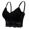 thumbnail image 2 of Gymayou Women Plus Size Lace Bralette Adjustable Spaghetti Straps Longline Tube Top Bra Wireless Floral Lace Camisole Black L, 2 of 4