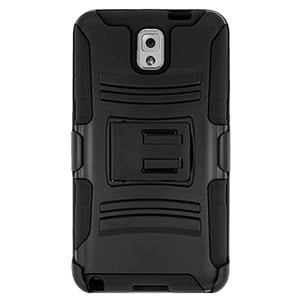 Samsung GALAXY Note 3 Case, Premium Hybrid Double Layer Armor Cover Protective Kickstand Back Case with Holster for Samsung GALAXY Note 3 - Black/