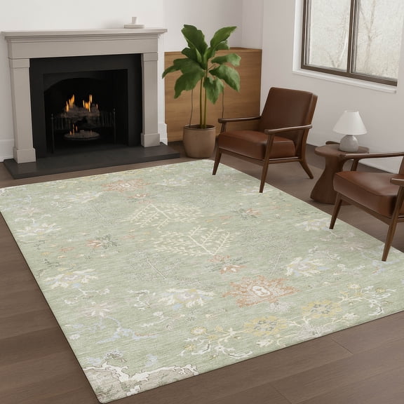 Addison Rugs Chantille Indoor/Outdoor Traditional Global Celery Machine Washable Rectangle Rug, 10' x 14'