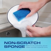 SCRUBIT Premium Scrub Sponges Non-Scratch Kitchen Sponges with Scour Pads, Blue 48-Pack