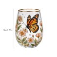 thumbnail image 3 of SLYNSHome Butterfly Floral Stemless Glass Cup With Gold Rim, Elegant Water Drinking Tumbler, Birthday Gift For Women, Home Kitchen Decorative Glassware, 3 of 6