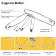 thumbnail image 5 of Safety Pins Assorted, 250 PCS Nickel Plated Steel Large Safety Pins Heavy Duty, 6 Different Sizes Safety Pin, Safety Pins Bulk, Small Safety Pins, 5 of 7