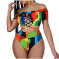 thumbnail image 1 of Cómodo traje de baño de dos piezas con estampado de bikini elegante para mujer Traje de baño Traje de baño Conjunto de ropa de playa OAVQHLG3B Store lin121212, 1 of 4