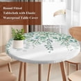 thumbnail image 5 of Green Eucalyptus Leaf on White Fitted Round Tablecloths Table Covers 36"-44",Waterproof Table Cloth for Kitchen Holiday Party Tables Decor, 5 of 9