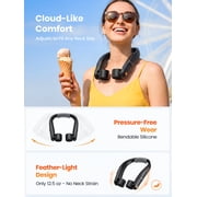 Warmco Portable Neck Fan, 5200mAh Rechargeable, 3 Speeds, Dual Head Cooling for Travel, Outdoor, Office, Black