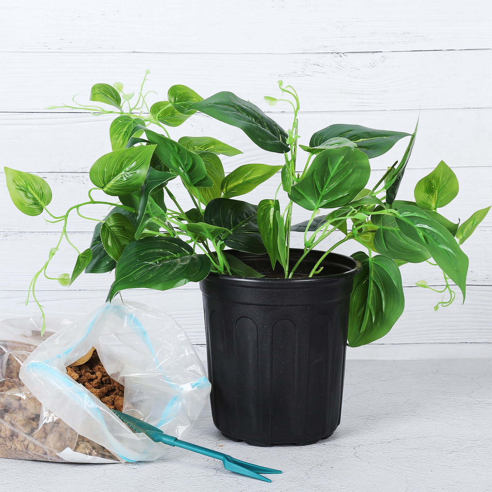 JERIA 6.70" x 5.10" x 6.90" Black Plastic Plant Nursery Pots with Reusable (50 Count)