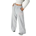 thumbnail image 2 of LRen Girl's Bowknot Baggy Sweatpants Cute Straight Leg Athletic Pants with Pockets Clothes for Teen Girls Back To School Pants,Grey,4-5 Years, 2 of 5