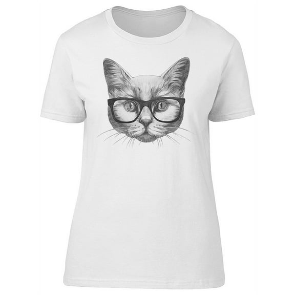 Cat With Vintage Glasses T-Shirt Women -Image by Shutterstock, Female XX-Large