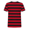 thumbnail image 3 of USNSM Mens Short Sleeve T-Shirts Striped Casual Crewneck Basic Shirt Color Block Stretch Pullover Fitness Sports Summer Tees Red L, 3 of 4