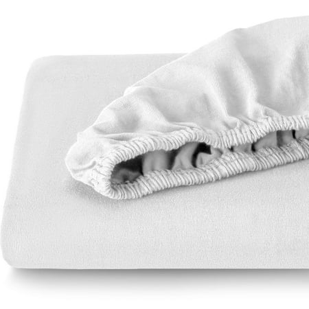 Ultra Ragg Cotton - Bare Home Fitted 100% Cotton Ultra Soft Jersey Bottom Sheet – Breathable - Deep Pocket (Full XL, White)