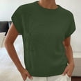 thumbnail image 2 of YUGYXL Womens Short Sleeve Sweater Trendy Floral Pullover Sweaters Summer Casual Crewneck Lightweight Knit Tops Army Green Tops M, 2 of 9