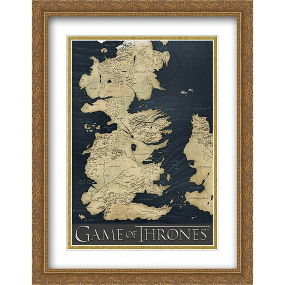 Game of Thrones - Map 2x Matted 28x40 Large Gold Ornate Framed Art Print