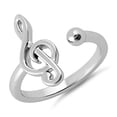 thumbnail image 2 of 925 Sterling Silver Oxidized Platinum Plated Key Of G Music Note Women Valentines Day Gifts Ring, 2 of 4