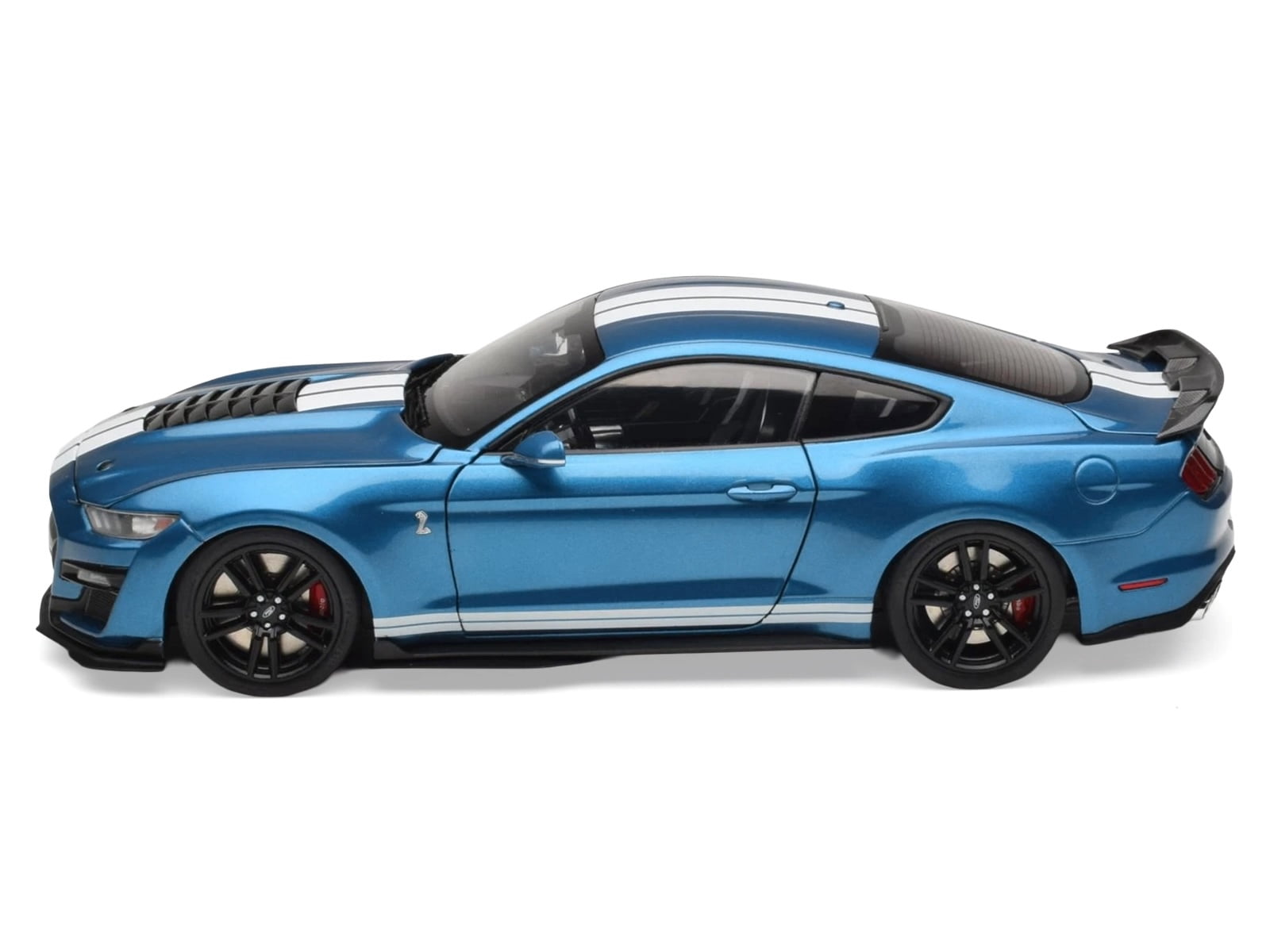 2022 Ford Mustang Shelby GT500 Blue Metallic with White Stripes 1/18 Diecast Model Car by IXO Models