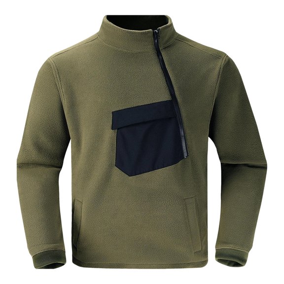 Hurxie Men's Fleece Jacket Full Zip Sherpa Lined Thick Warm Winter Outdoor Hiking Jacket Army Green,M