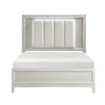 thumbnail image 2 of Antique White Queen Bed Frame w/ LED Headboard - Modern Bedroom Furniture, Ivory Upholstery, Reeded Fronts, 63.5"x86"x60", Wood Frame, Box Spring Required, Vietnam., 2 of 12