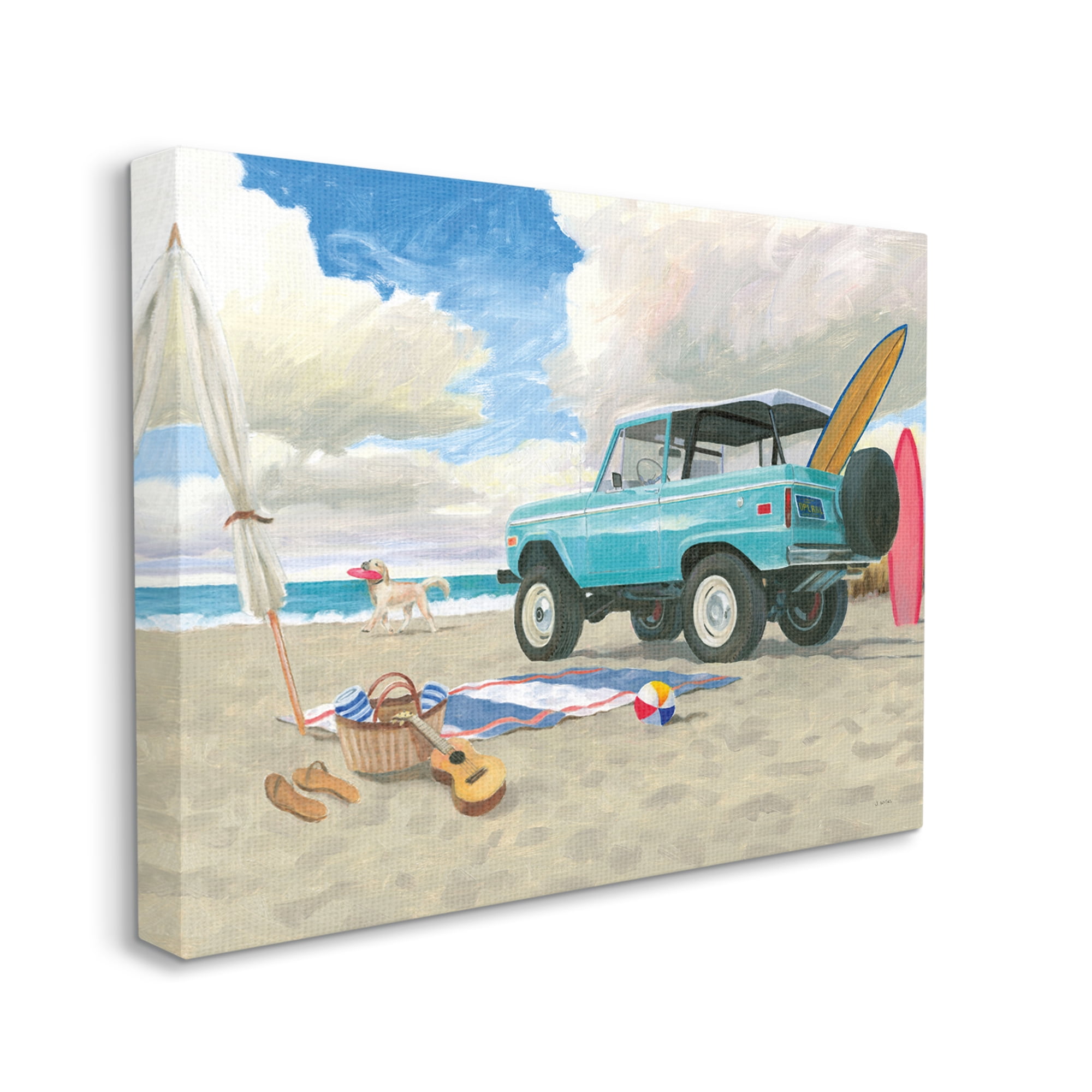 Stupell Industries Summer Sandy Beach Cruiser Surfboard Coastal Dog, 30 x 24, Design by James Wiens