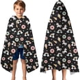 thumbnail image 3 of Black Cartoon Unicorn Dessert Rainbow Pattern Hooded Bath Towel，60"x35" for Ages 3 To 12 Kids, Quick Dry Lightweight Soft Microfiber Hood Beach Towel Cover Up for Kids, 3 of 7
