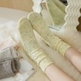 thumbnail image 3 of harmtty Dotted Yarn Pattern Socks Women Cotton Blend Socks Women Cotton Blend Mid-calf Socks Dotted Yarn Pattern Soft Skin-friendly Warm Color Solid Color Green, 3 of 8