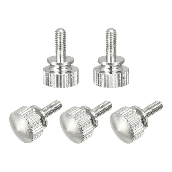 Uxcell 5Pcs M3x8mm Knurled Thumb Screws, Brass Nickel Plated Shoulder Bolts Grip Knobs Fasteners for Electronic, Mechanical, Nickel White