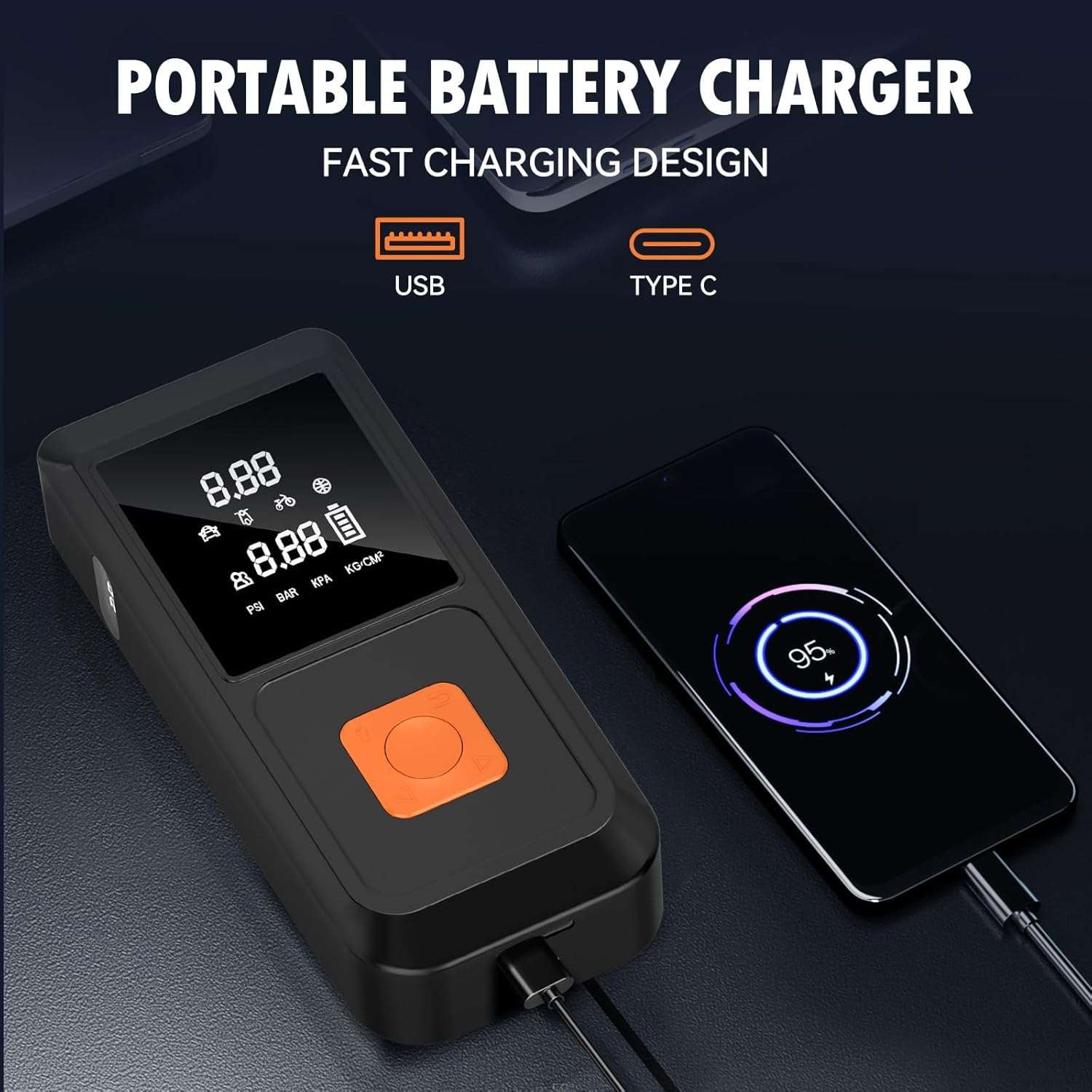 ERFKJE Jump Starter with Air Compressor,Cordless Portable Tire Inflator with Car Jump Starter 150 PSI Tire Air Compressor and Jump Starter Combo 12V/2000A for Car Tires