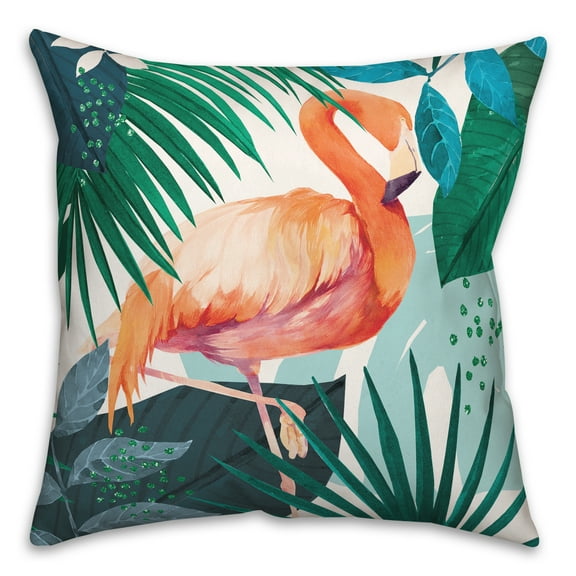 Creative Products Tropical Flamingo with Blue Leaves 20x20 Indoor / Outdoor Pillow