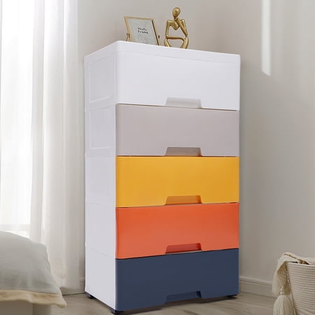 5 Tier Muiticolor 5 Drawers Dresser  Drawer Storage Cabinet  Sorting Storage Cabinet  Closet Organizer Unit for Apartment or Family  17.72*11.81*33.07inch