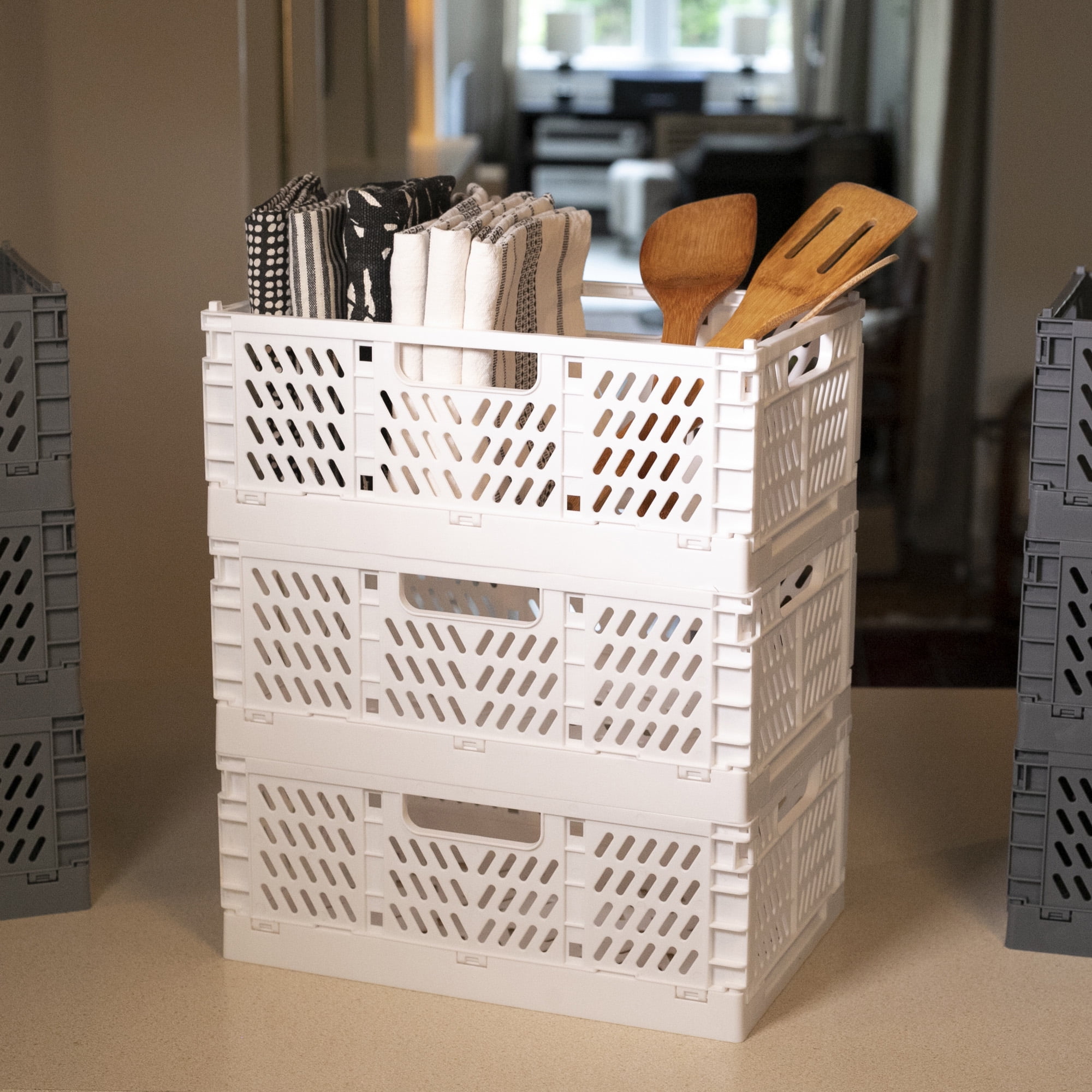 EZDO Medium Collapsible Storage Crates 3 Pack