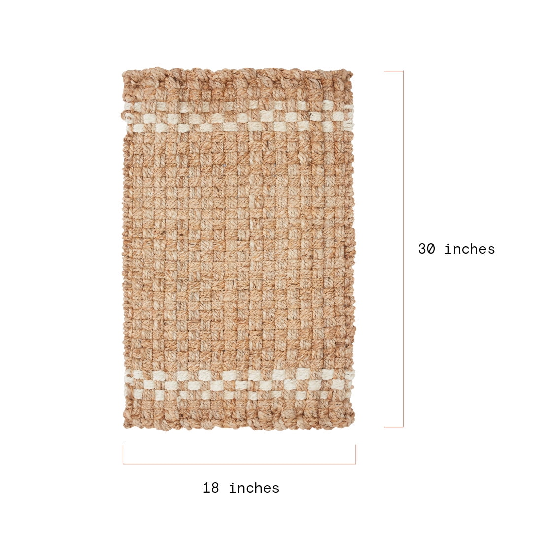(2 pack) Beautiful Outdoor Handwoven Jute Doormat by Drew Barrymore, 18" x 30", White/Natural
