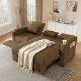 thumbnail image 4 of Muumblus 3-in-1 Convertible Sectional Sleeper Sofa with Recliner, Side Table & USB, 3-Seater Pull Out Couch Bed for Living Room, Khaki Chenille, 4 of 9