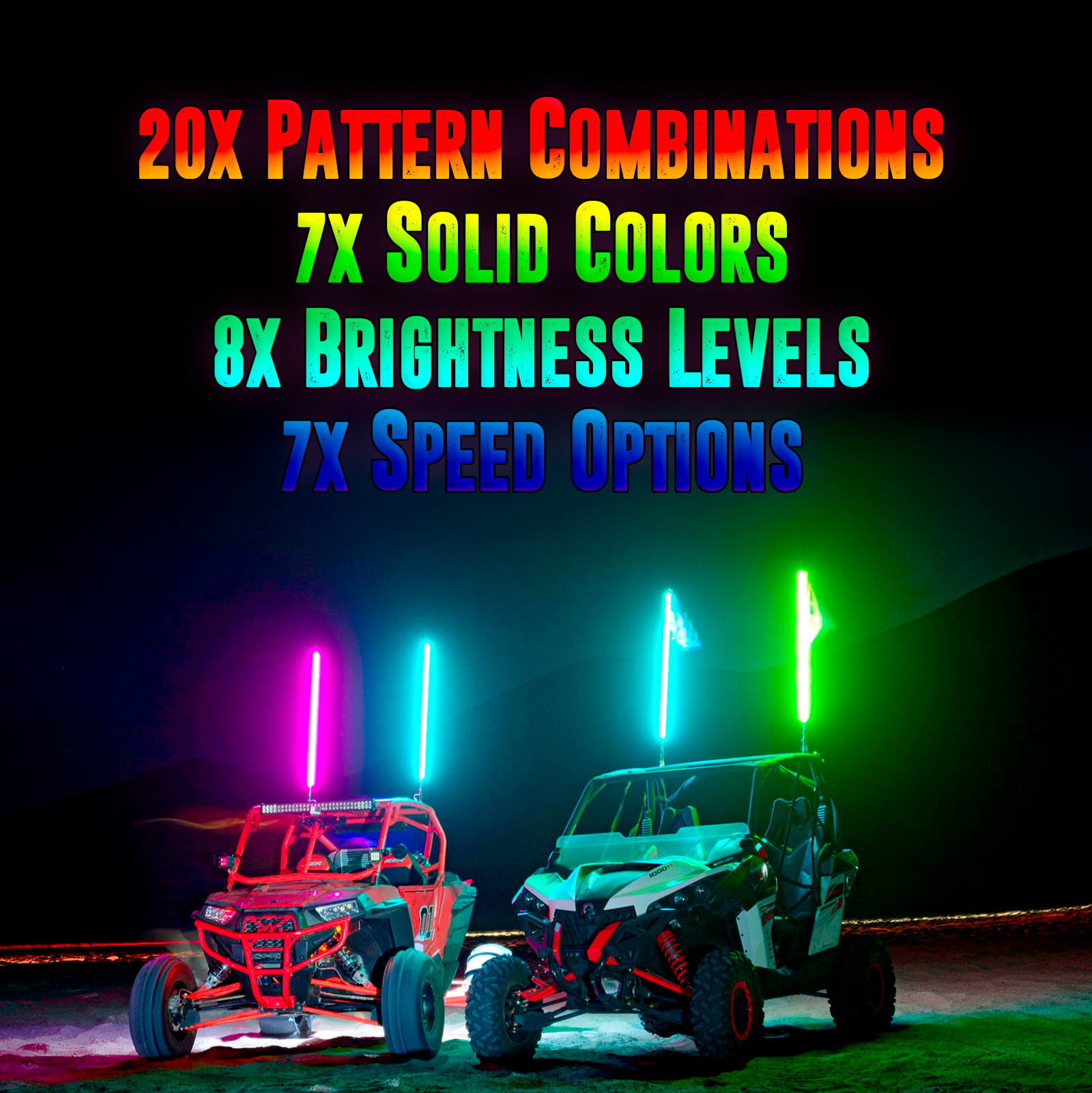 LED Antenna Whip Light for Sand Dune Buggy Trucks and Other Off-Road Vehicles Jeep RZR ATV 3ft Multi-Color LED Whip Light with Remote Control and American USA Flag UTV 