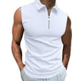 thumbnail image 3 of BiZtdJrK Men's 1/4 Zip Up Sleeveless Polos Shirts Summer Slim Solid Color Lapel Vest Casual Muscle Fit Workout Tank Tops, White, M, Man Gifts for Men, 3 of 7