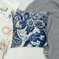 thumbnail image 2 of COMIO Blue and White Porcelain Pillow Covers Floral Chinoiserie Rabbit Pattern Farmhouse Decorative French Country Style Cushion Pillowcases for Bedroom Living Room Sofa, 2 of 5