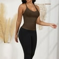 thumbnail image 2 of Women's Deep V-Neck Tank Top with Slim Fit and Adjustable Strap Detail - Large, Coffee, 2 of 7