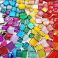thumbnail image 2 of Mosaicos para manualidades, brillo azul, colores surtidos, 50 piezas, suministros de mosaico de vidrio con purpurina, piezas cuadradas a granel, decoración del hogar, 2 of 5
