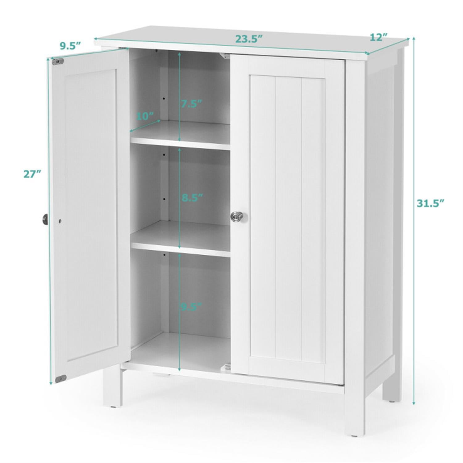 Demi Bonn Bathroom Storage Cabinet with Adjustable Shelf, 2-Door Bathroom Floor Cabinet Space Saver Organizer for Living Room, Bedroom, Kitchen, White