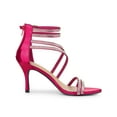 thumbnail image 3 of BLISSFUL STEP Women's Shoes Stiletto Heel Open Toe Ankle Strap Rhinestone Buckle Sandals Hot Pink 9, 3 of 7