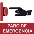 thumbnail image 1 of Señal de seguridad: "Paro de emergencia" en blanco, rojo y negro. Impresa sobre plástico estireno calibre 40, ideal para interiores, 20 x 20 cm. Señalamiento, Cartel, Letrero cuadrado, Señalización., 1 of 3