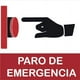 thumbnail image 1 of Señal de seguridad: "Paro de emergencia" en blanco, rojo y negro. Impresa sobre plástico estireno calibre 40, ideal para interiores, 20 x 20 cm. Señalamiento, Cartel, Letrero cuadrado, Señalización., 1 of 3