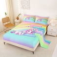 thumbnail image 2 of Erosebridal Multicolor Letter E Queen Sheet Sets,Pink Unicorn Animal Cute Rainbow Bed Set For Girls Kids 4 Pieces, 2 of 6