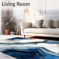 thumbnail image 2 of ODIKA 6'x9' Machine Washable Non-Slip Area Rug, Contemporary Marble Inspired with Swirling Grey and Sapphire Hues High Traffic Rug, Blue, 109847, 2 of 7