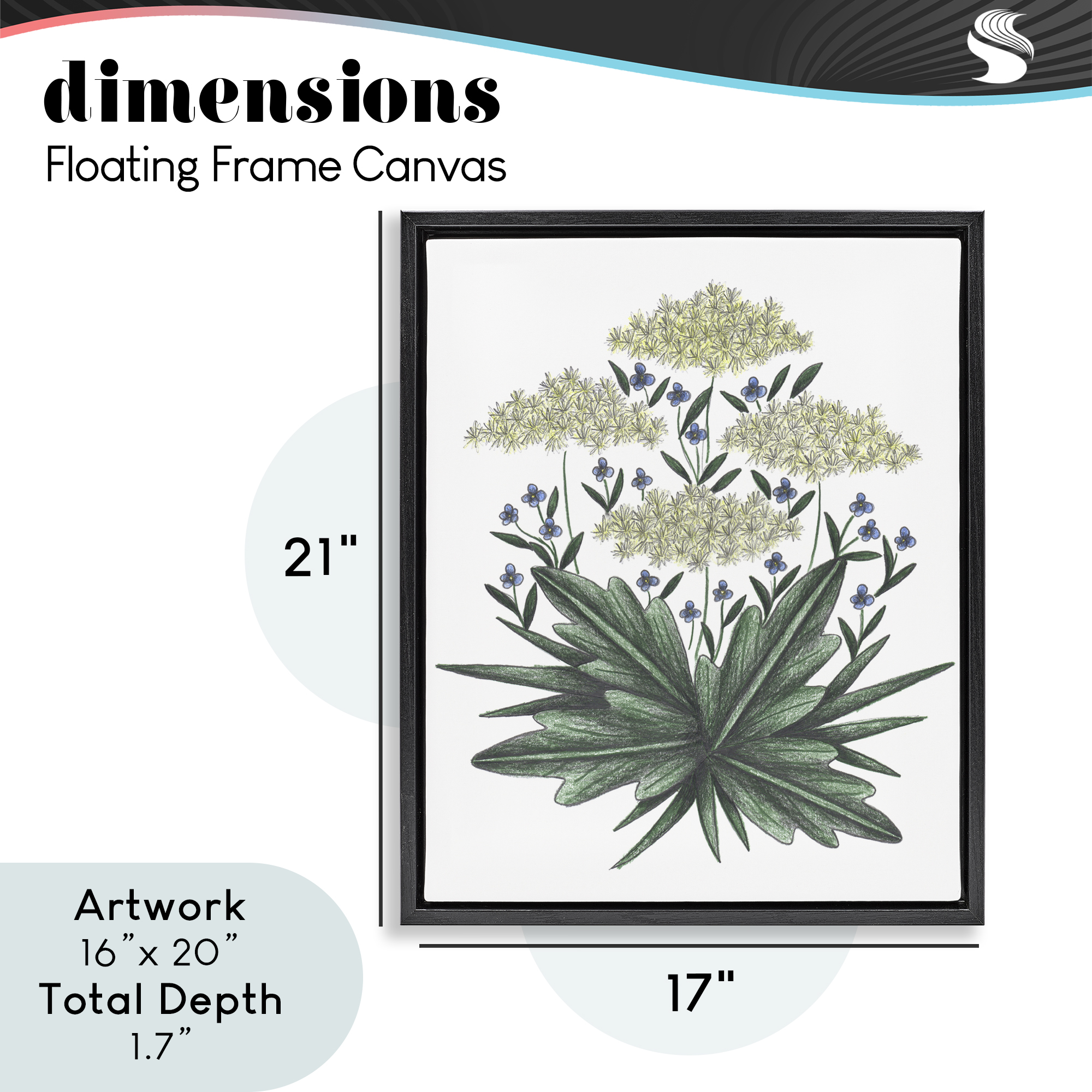 New Roots Vintage Sketch Black Framed Floater Canvas Wall Art, design by Cecilia Battaini