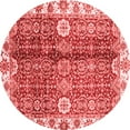 thumbnail image 1 of Ahgly Company Machine Washable Indoor Round Abstract Red Modern Area Rugs, 4' Round, 1 of 4