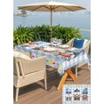 thumbnail image 5 of Outdoor Tablecloth with Umbrella Hole for Patio/Picnic/Party/Camping, Summer Gnomes Nautical Waterproof Table Cloth Rectangle Table Cover Washable, Blue Floral Starfish Checkered (60"x 102"), 5 of 8