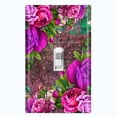 thumbnail image 1 of Metal Light Switch Plate Cover Elegant Purple Floral Nature Scripture Damask FLW087, 1 of 14