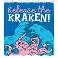 thumbnail image 3 of Ambesonne Ocean Shower Curtain, Kraken Motivation Words, 69"Wx84"L, Pink Royal Blue, 3 of 3