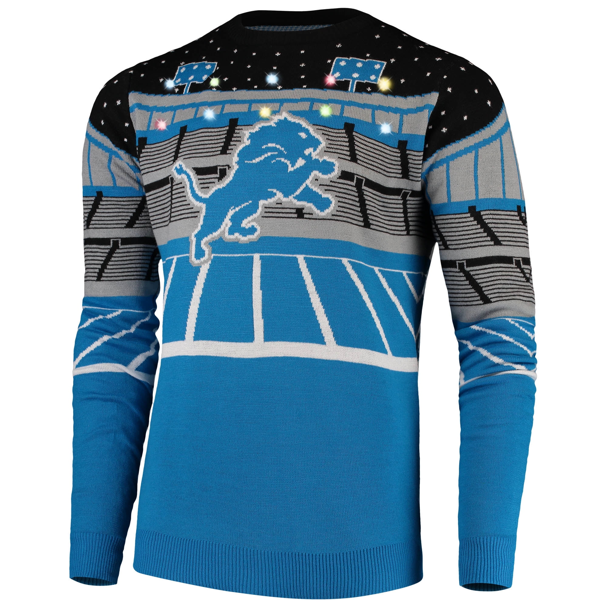 Detroit Lions Patches NFL Ugly Crew Neck Sweater By Forever