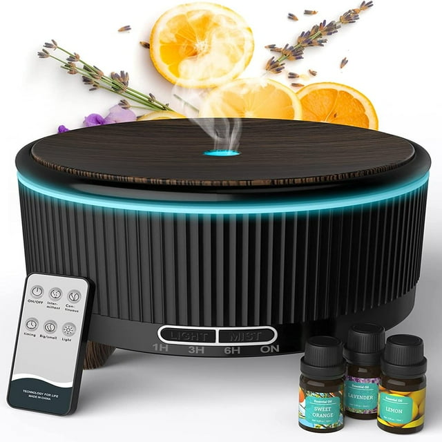 AMERTEER Diffuseurs pour Huiles Essentielles Grande Pièce avec Télécommande Humidificateur, Mini Diffuseur d'Aromathérapie 500 ml Diffuseur d'Huiles Essentielles Programmable avec 7 variations de Couleur. (Rose, Sans Huiles Essentielles)