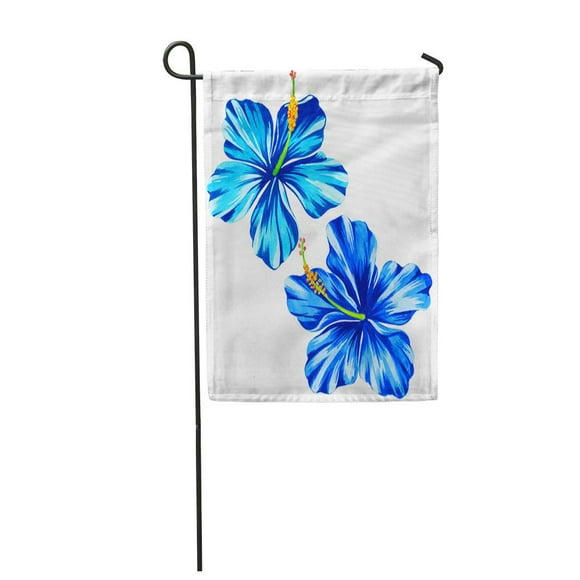 POGLIP Blue Flower Hibiscus Watercolor Hawaiian Tropical Garden Flag Decorative Flag House Banner 28x40 inch